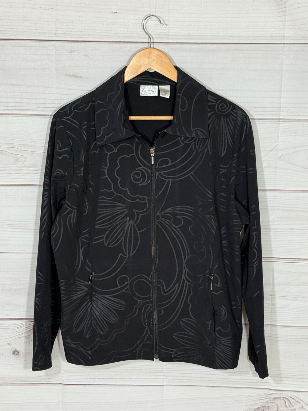 Chico’s Zenergy Tonal Floral-Print Zip-Front Utility Jacket Size 16/XL/Chico’s 3